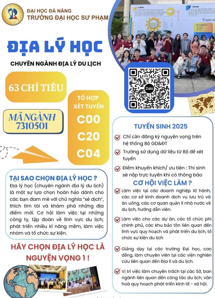 HỌC ĐỊA LÝ HỌC (CHUYÊN NGÀNH ĐỊA LÝ DU LỊCH) – MỞ CÁNH CỬA DU LỊCH TOÀN CẦU!