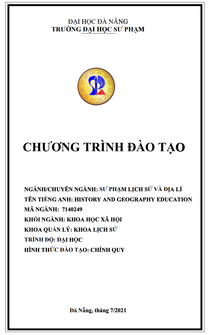 Chương trình đào tạo ngành Sư phạm Lịch sử - Địa lí năm 2021