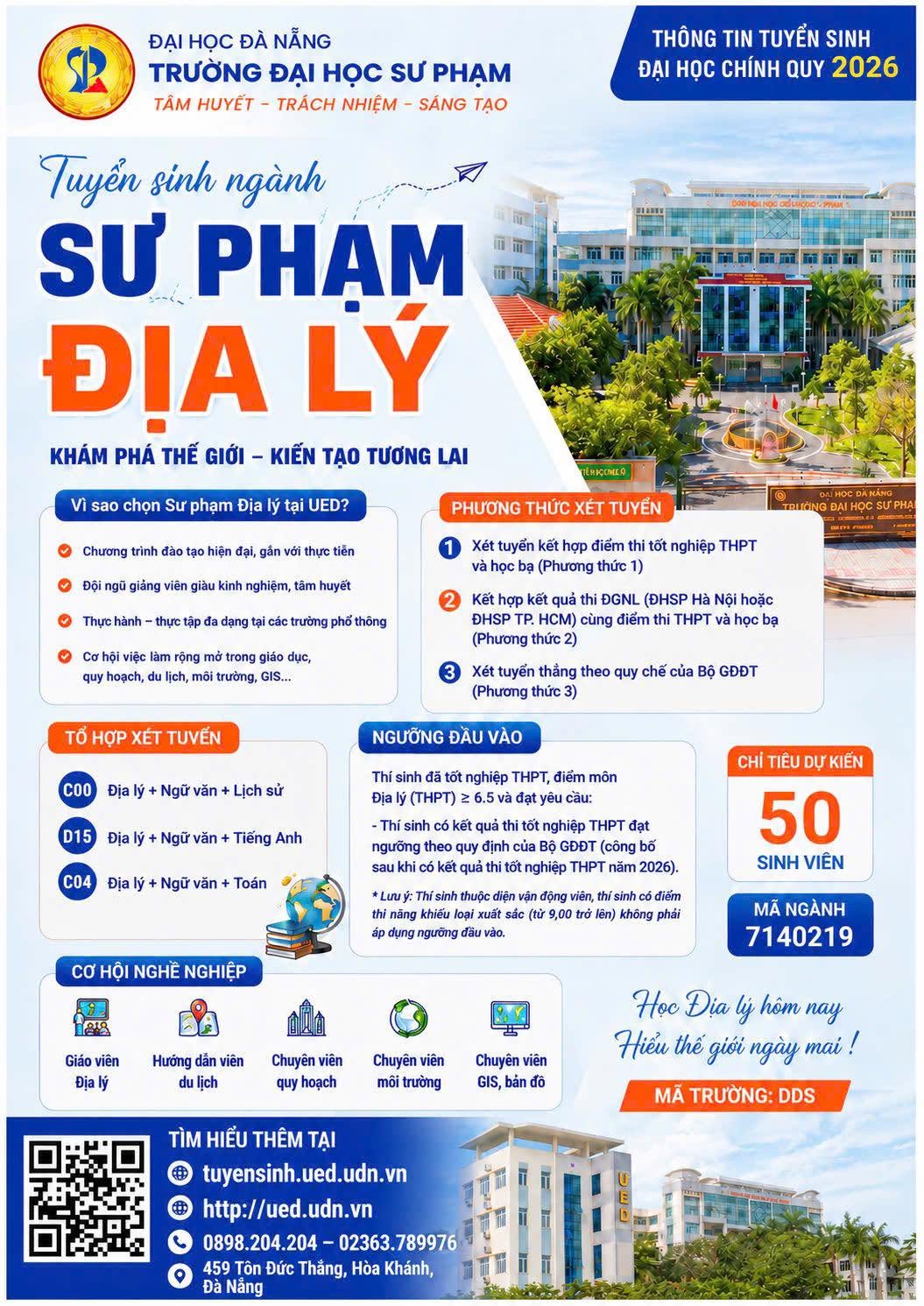 🌏 TUYỂN SINH NGÀNH SƯ PHẠM ĐỊA LÝ – KHOA SỬ - ĐỊA - CHÍNH TRỊ, TRƯỜNG ĐẠI HỌC SƯ PHẠM, ĐẠI HỌC ĐÀ NẴNG 2026 🌏
