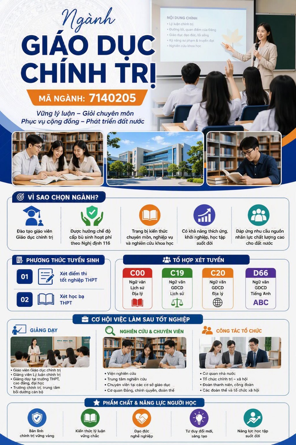 BẠN MUỐN TRỞ THÀNH GIÁO VIÊN HOẶC CHUYÊN VIÊN TRONG LĨNH VỰC GIÁO DỤC, TUYÊN GIÁO, NGHIÊN CỨU?