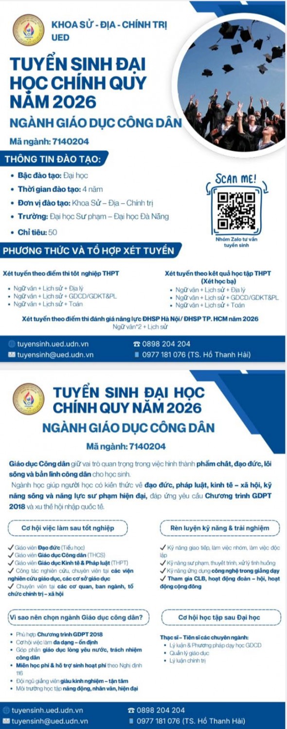 TUYỂN SINH ĐẠI HỌC CHÍNH QUY NĂM 2026