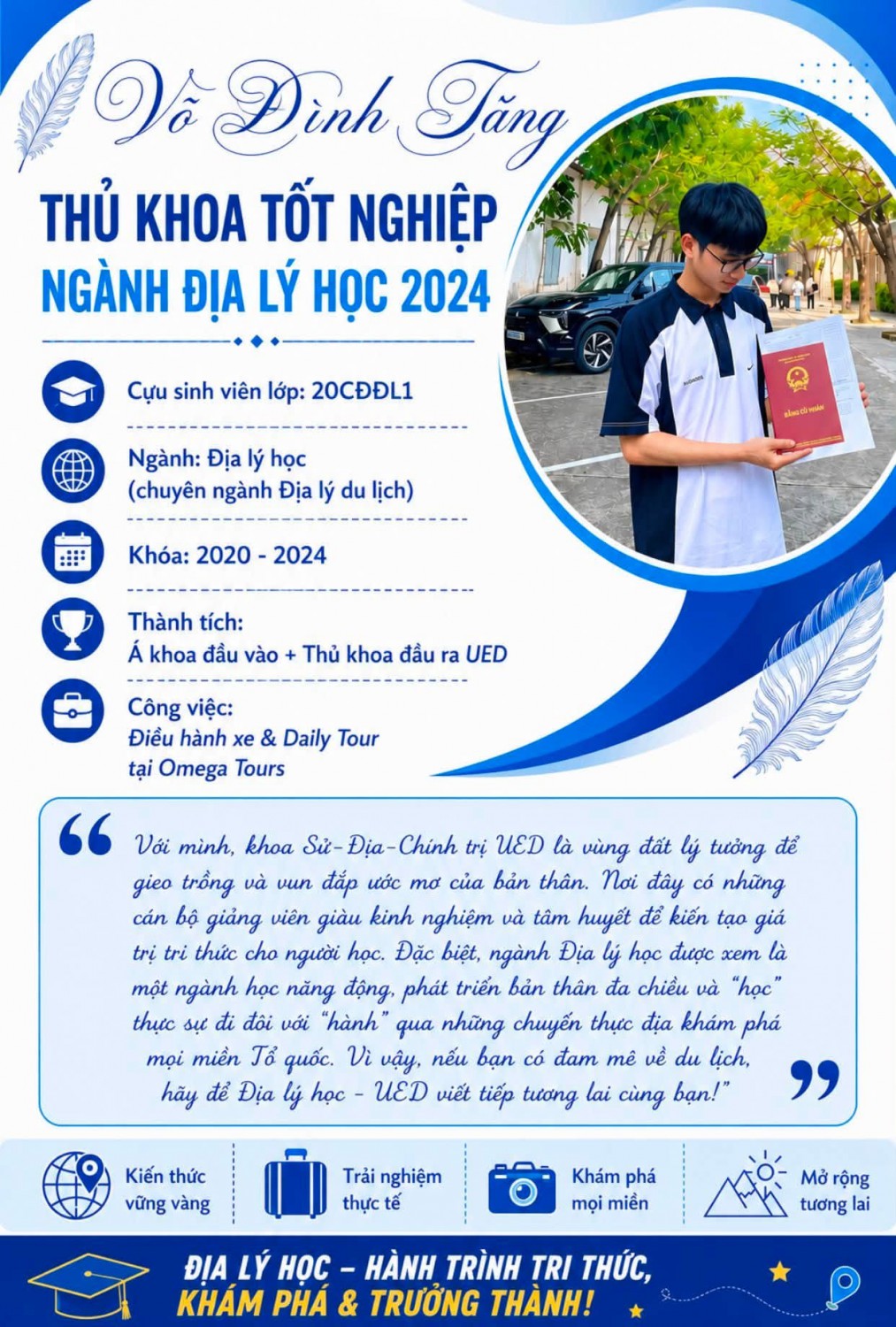 💥” NẾU ĐƯỢC CHỌN LẠI, ANH/CHỊ VẪN CHỌN ĐỊA LÝ HỌC LÀM NGUYỆN VỌNG 1”.