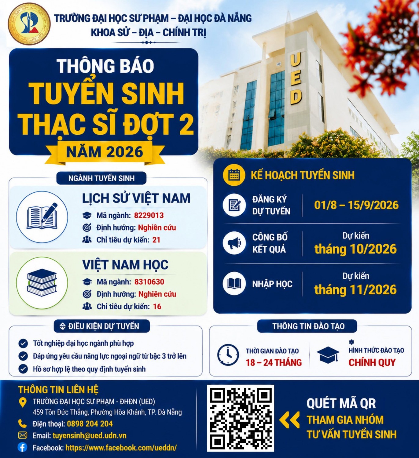 🔥THÔNG BÁO TUYỂN SINH THẠC SĨ ĐỢT 2 NĂM 2026